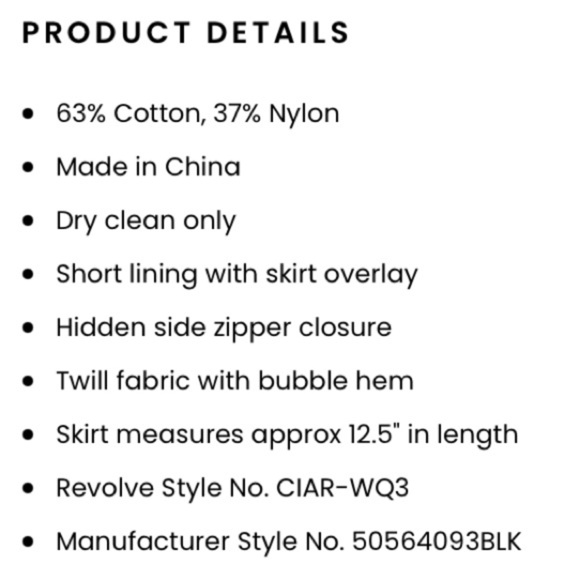 NWT Ciao Lucia Antonia Faille Mini Bubble Cotton Skirt Skort Revolve - Picture 13 of 13